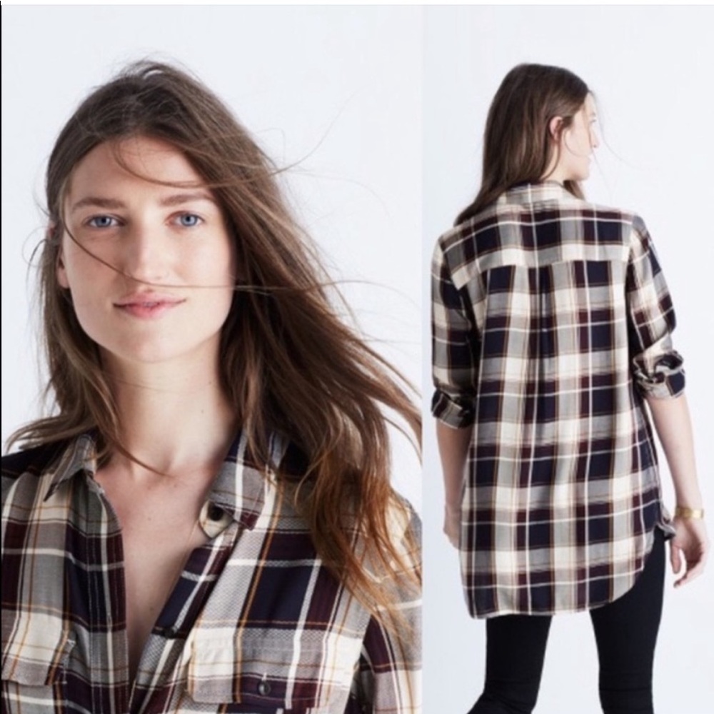 MADEWELL boyfriend plaid classic shirt women’s Size Small